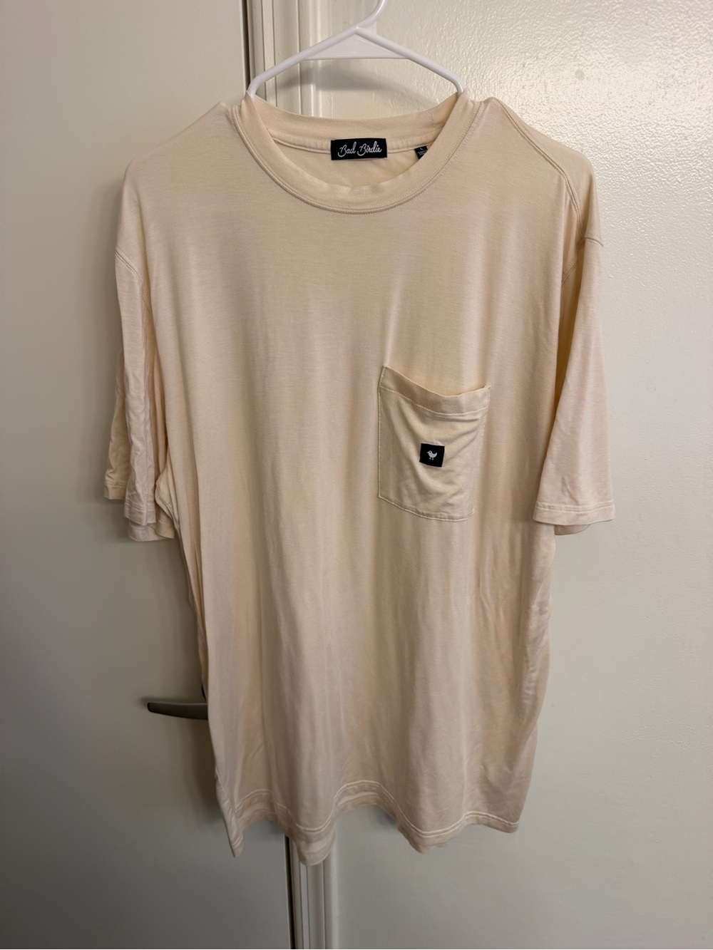 Bad Birdie Pocket T Shirt Tan Crewneck Logo Tee Mens Size Large
